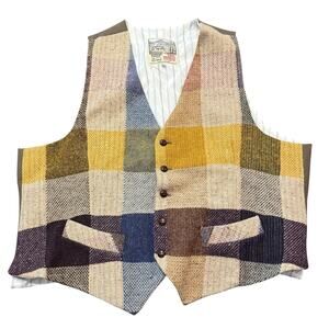 John Molloy Men’s Donegal wool vest, multicolor, patch-like, lined, Size 50